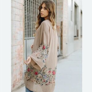 Embroidered boho Floral Kimono‎ OS